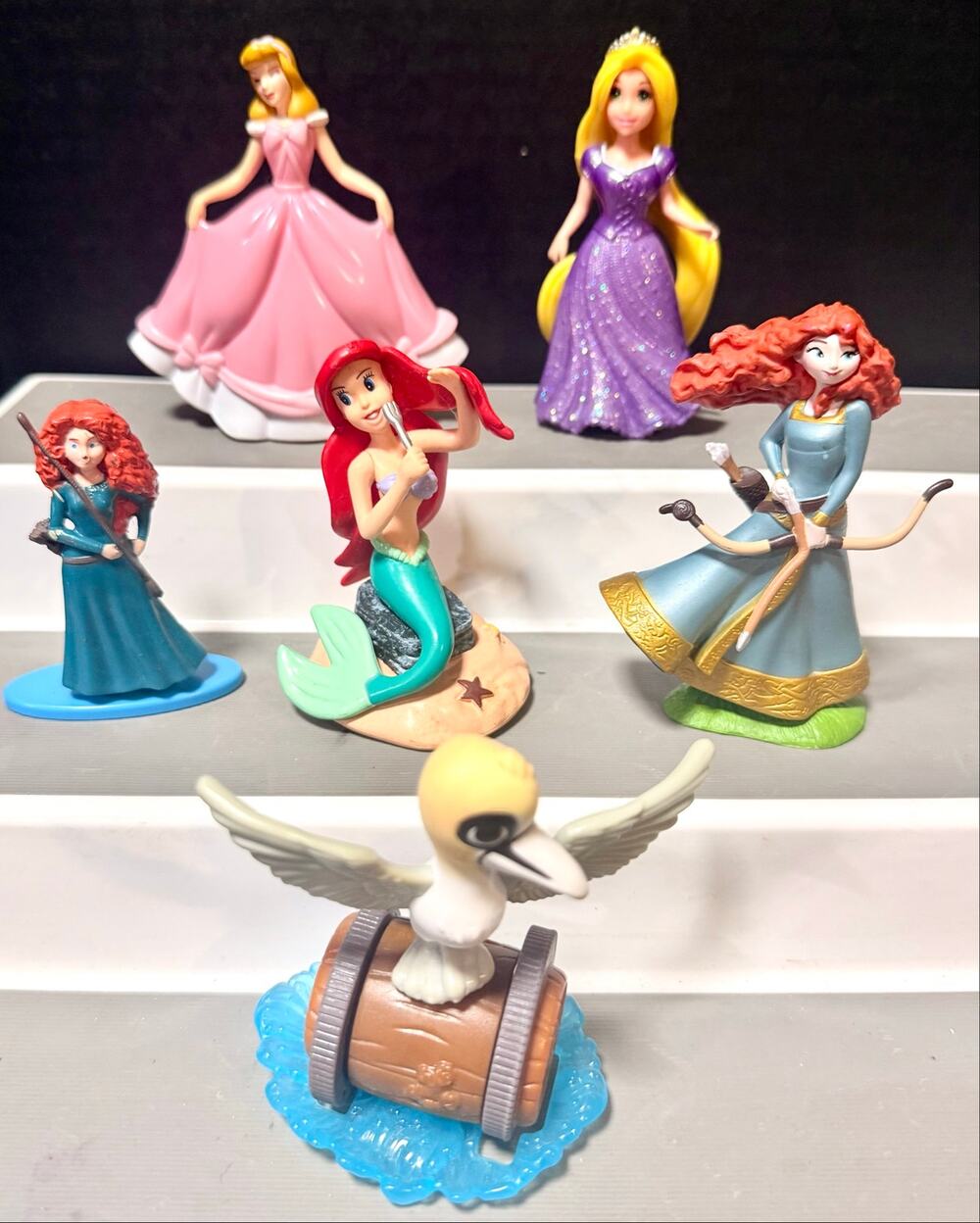 Disney Princess 3” play figures Cinderella Rapunzel Merida Ariel Scuttle